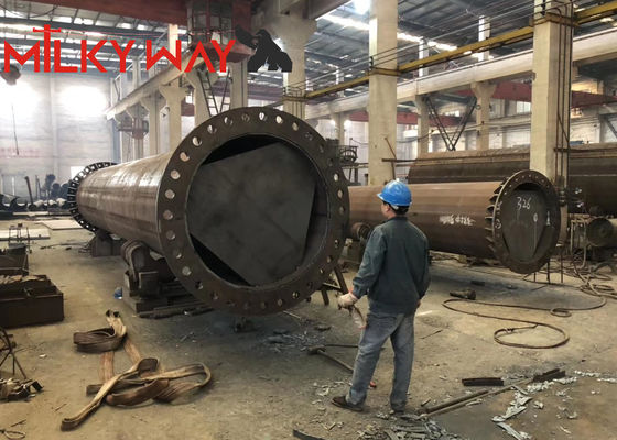 Hot Galvanized Round 20 M Steel Electric Utility Power Transmission Tower Monopo Hardware 4mm untuk distribusi listrik