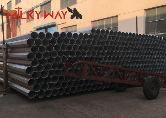 12m Gr65 Octogonal Electrical Steel Utility Pole dengan Hot Dip Galvanized Coating untuk Transmisi Daya Listrik