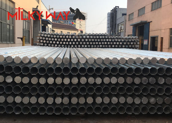 12m Gr65 Octogonal Electrical Steel Utility Pole dengan Hot Dip Galvanized Coating untuk Transmisi Daya Listrik