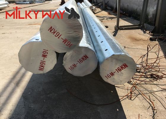 Hot Dip Galvanized Electrical Power Pole untuk Transmisi Daya dengan Tinggi Disesuaikan