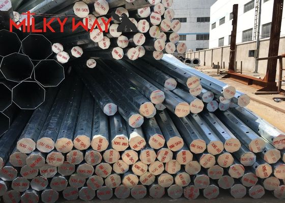12m Hot Dip Galvanized Steel Utility Power Pole untuk Transmisi