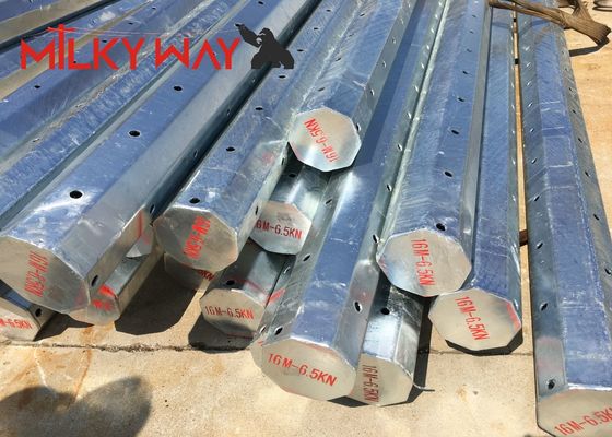 Hot Dip Galvanized 450daN 13m Kunci Listrik Daya Baja Utilitas tiang untuk 10 KV 550 KV Daya dan bahan dan desain