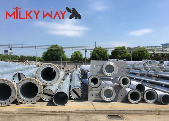 Tinggi 24m 32m tinggi tipe pelat dasar tiang listrik kerucut