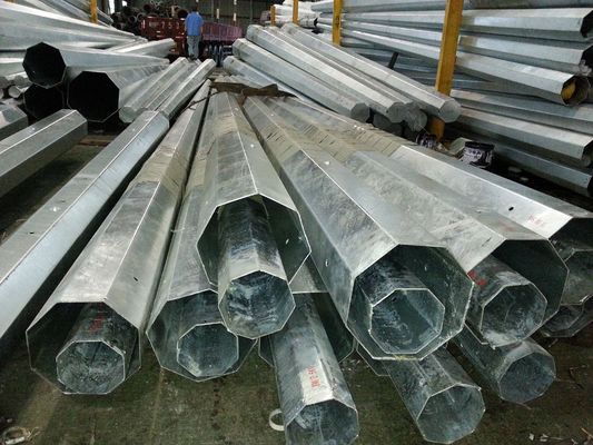 12m Hot Dip Galvanized Steel Power Pole with 450MPa Yield Stress and Dodecagonal Shape for Electric Power Transmission