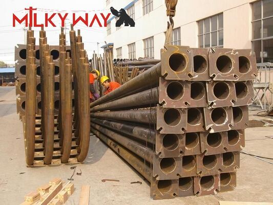 Tiang Lampu Jalan Berengsel Tengah Oktagonal Galvanis Hot-Dip 12m