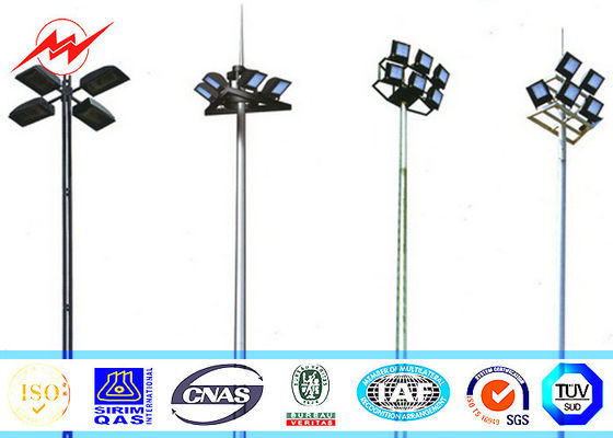 50M 60 Nos Lampu LED Tinggi Tiang Lampu Pole Stadium Light Tower Dengan Kereta Lentera Persegi