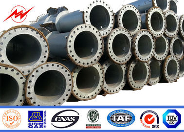 Myanmar Q345 Bergelang Tiang Listrik Dengan Cross Arm Dan Galvanisasi 2 Bagian