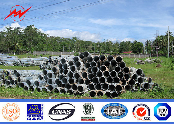 15M Galvanized Utility Power Poles Dengan Suspension Double Arm Accessories