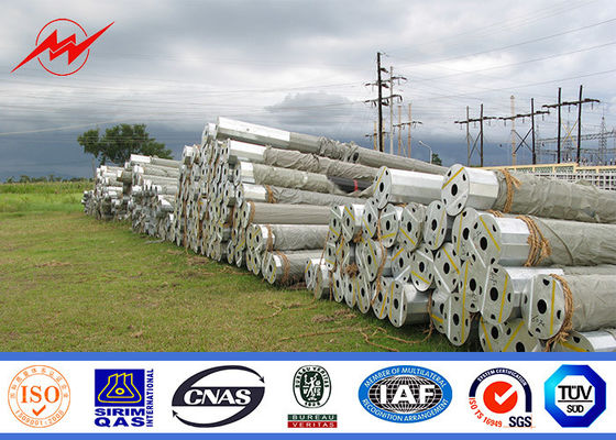 15M Galvanized Utility Power Poles Dengan Suspension Double Arm Accessories