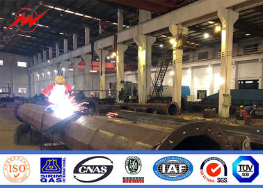 90FT Flange Tipe 3 Segmen Monopole Tiang Baja Galvanis Dengan Aspal