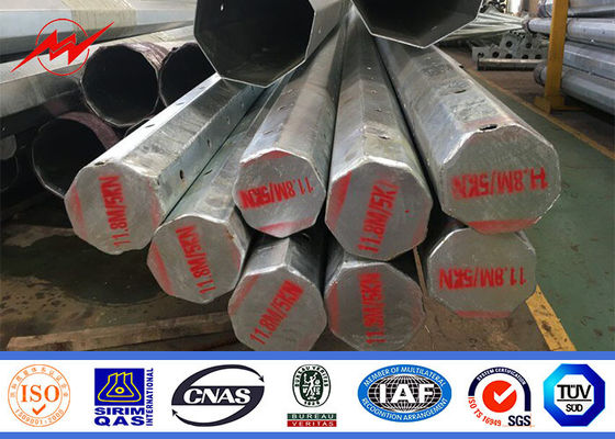 8M 6.5KN Melanggar Beban Baja Tiang Tubular Q345 Hot Dip Galvanisasi
