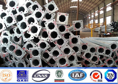 6m 7m 8m Steel Power Pole untuk pencahayaan jalanan dalam tipe flange dengan ketahanan angin yang tinggi