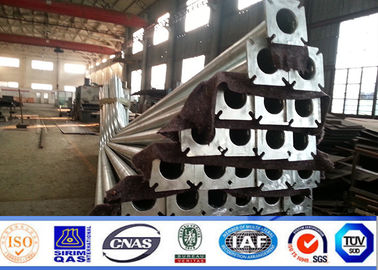 6m 7m 8m Steel Power Pole untuk pencahayaan jalanan dalam tipe flange dengan ketahanan angin yang tinggi
