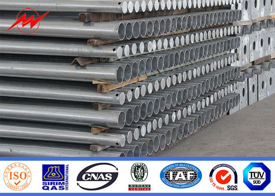 160km / H 10m 12m Solar Street Light Pole Single Arm Power Coating