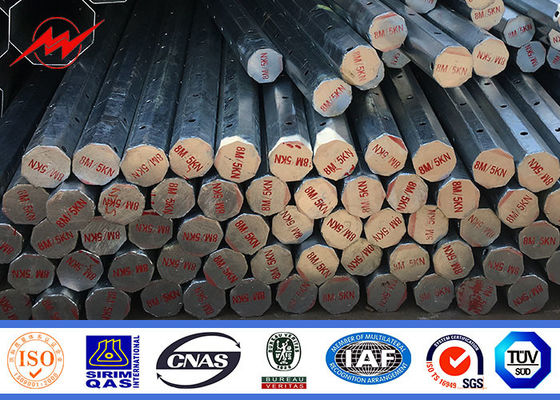 7-12M listrik tenaga baja tiang 10m Q235 Dengan Hot Dip Galvanized Untuk Transmisi