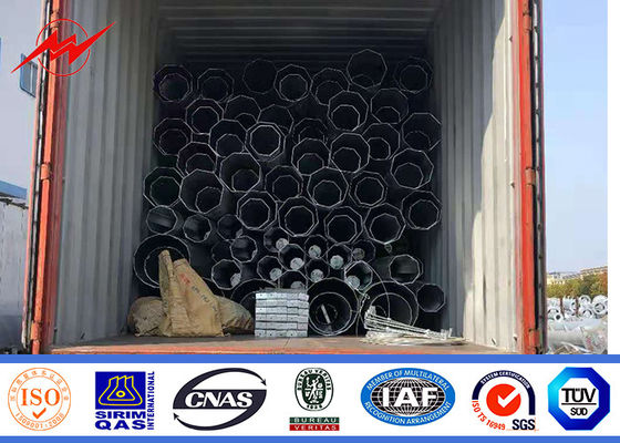 Polygon 12m 14m Astm A123 Tiang Tubular Baja Galvanis 69kv
