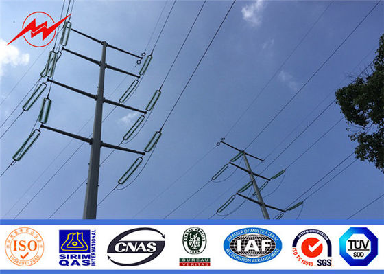 8m Single Arm Hot Dip Galvanized Steel Pole Untuk Pencahayaan Luar Ruangan