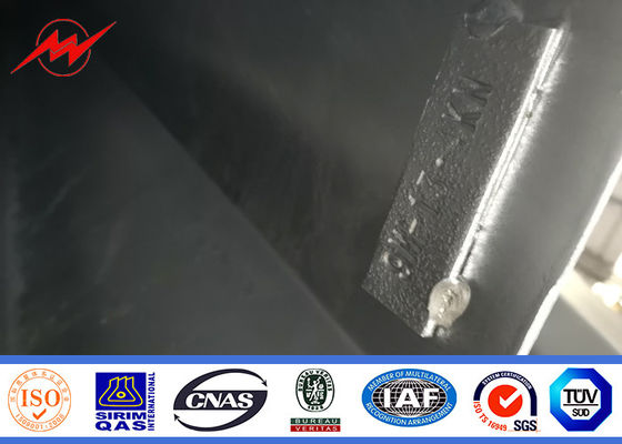 14m 1600 Dan Conical Hot Dip Galvanized Pole Dengan Lengan Silang Panjang 2.5m