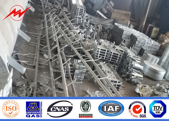 14m 1600 Dan Conical Hot Dip Galvanized Pole Dengan Lengan Silang Panjang 2.5m