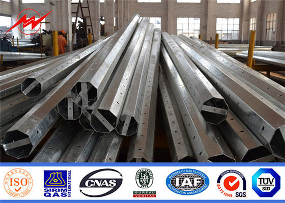 Tapered Octagonal Cctv Galvanized Metal 33kv Tiang Listrik Utilitas
