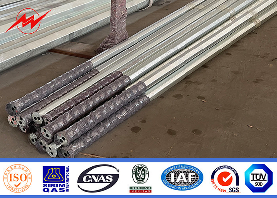 Disesuaikan 9m 10m Galvanized Electric Pole Untuk Polygon Oktagon Luar
