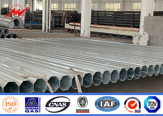 Hot Dip Galvanized Steel Power Line Pole Transmission Pole ISO9001 160Km/H