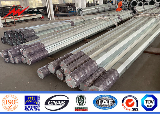 7-12M Electrical Power Steel Pole 36mm Dengan Hot Dip Galvanized Untuk Transmisi Daya