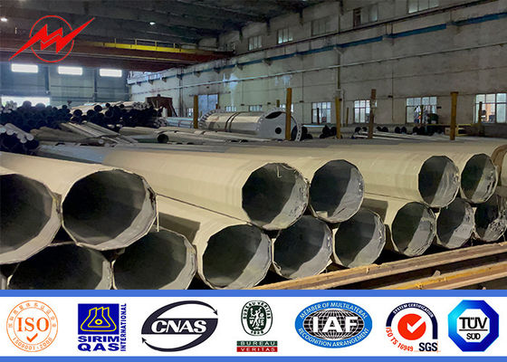 14m Panjang Bagian Tunggal Baja Power Pole Dengan Pengelasan Tanpa Sambungan Untuk Daya Tarik Estetika Di Filipina