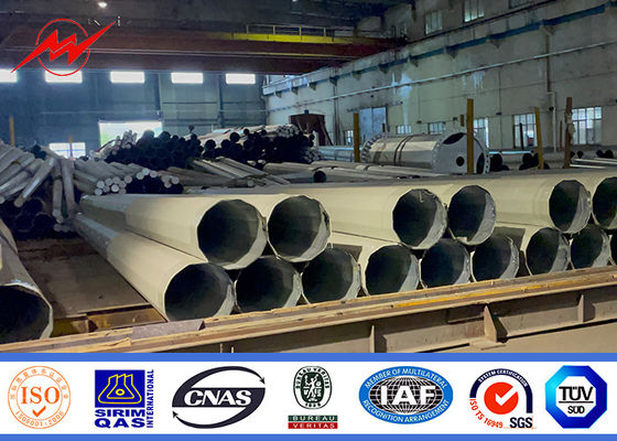 14m Panjang Bagian Tunggal Baja Power Pole Dengan Pengelasan Tanpa Sambungan Untuk Daya Tarik Estetika Di Filipina