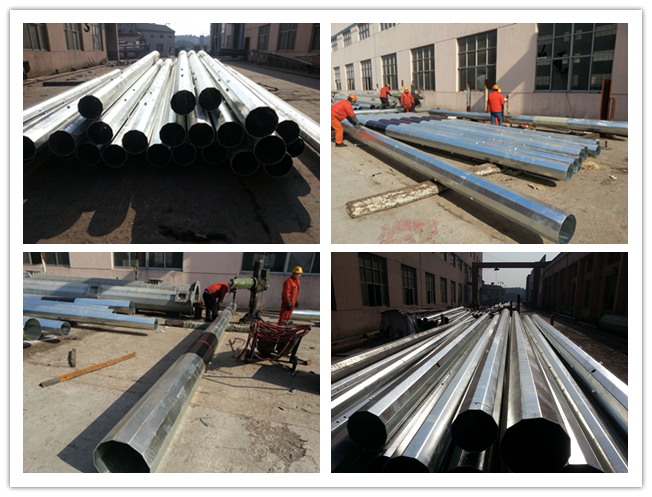 Round Tapered Polygonal Galvanized Steel Pole For Power Line Distribution Project 0