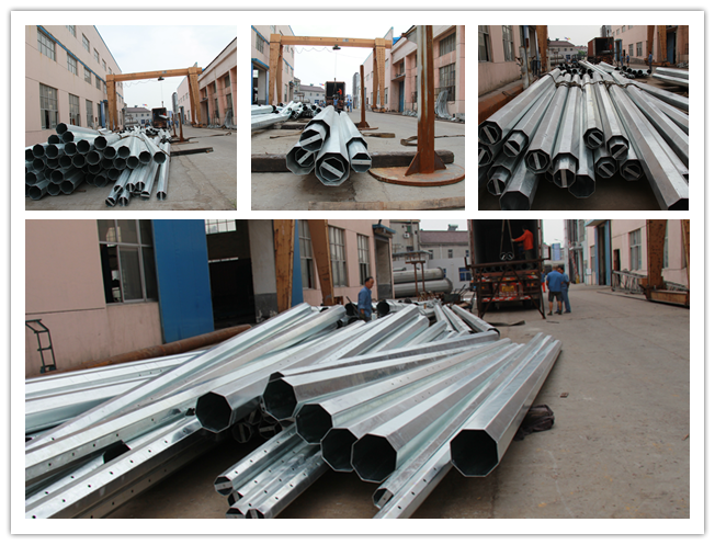 Round Tapered Polygonal Galvanized Steel Pole For Power Line Distribution Project 2