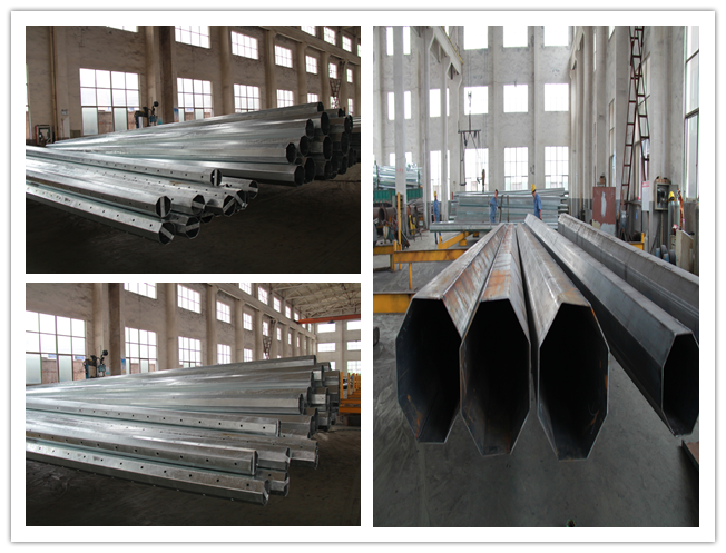 Tinggi disesuaikan 16m 4mm Tebal 345Mpa Steel Utility Pole Untuk Jalur Distribusi Afrika 2