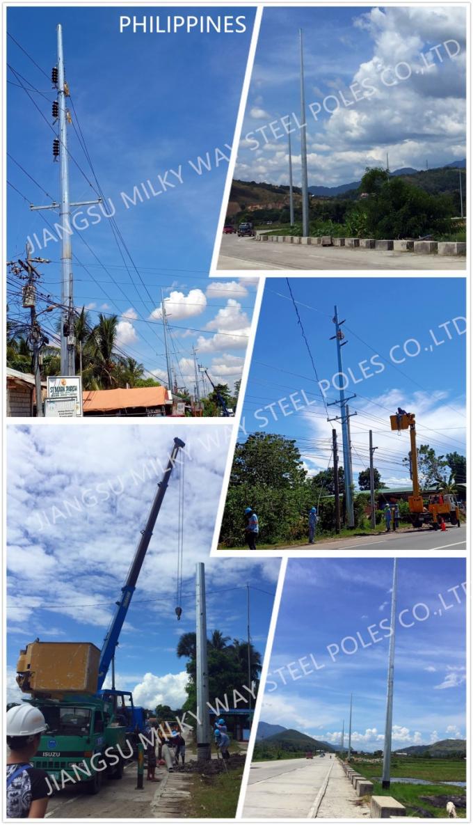 16m 2500dan Galvanisasi Steel Tower Pole 90ft Afrika Transmission Line Metal Post 1